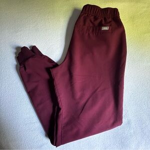 Figs burgundy scrub joggers size small